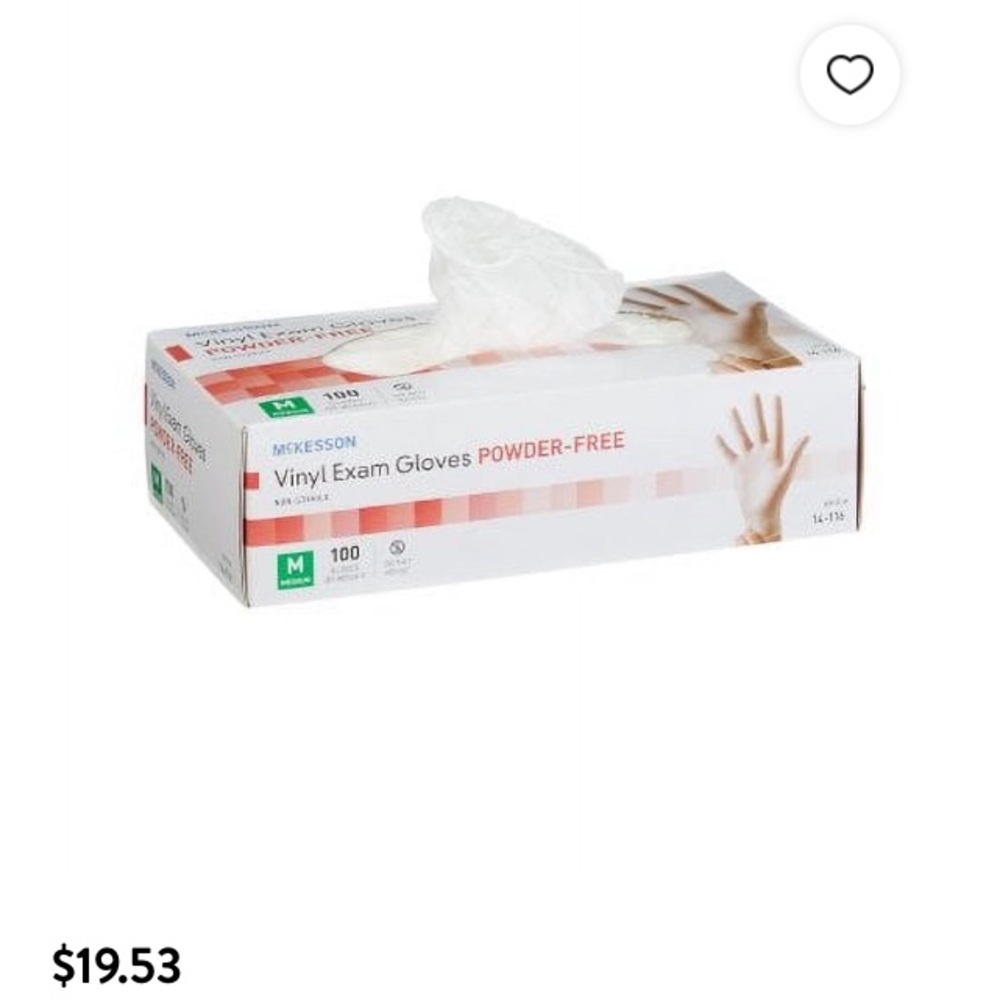 McKesson vinyl exam gloves, size M